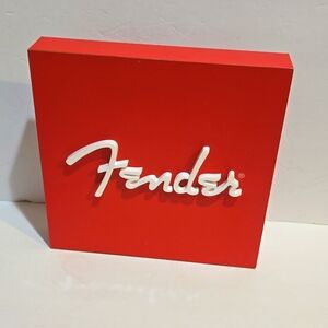 ORIGINAL 90s FENDER LOGO GUITAR DEALER ONLY MUSIC SHOP ADVERTISING SIGN  11 1/2"